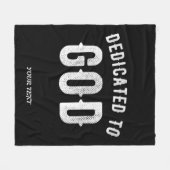 DEDICATED TO GOD  COOL WHITE TEKST FLEECE DEKEN (Voorkant (Horizontaal))