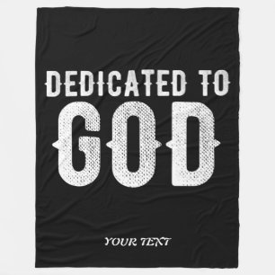DEDICATED TO GOD COOL WHITE TEKST FLEECE DEKEN