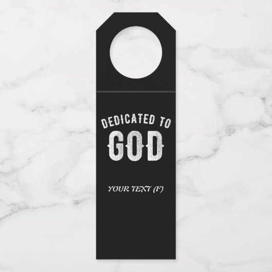 DEDICATED TO GOD  COOL WHITE TEKST FLESSENHANGER (Voorkant)