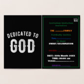 DEDICATED TO GOD  COOL WHITE TEKST FOLIE KAARTEN (Binnen)