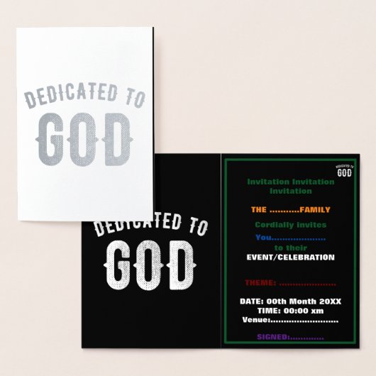 DEDICATED TO GOD  COOL WHITE TEKST FOLIE KAARTEN (Display)