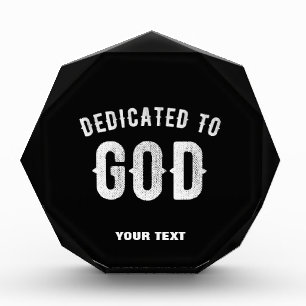 DEDICATED TO GOD COOL WHITE TEKST FOTOBLOKKEN
