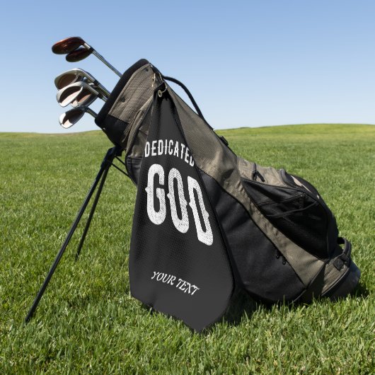 DEDICATED TO GOD COOL WHITE TEKST GOLFHANDDOEK (Groen)