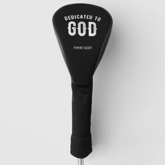 DEDICATED TO GOD COOL WHITE TEKST GOLFHEADCOVER (Voorkant)