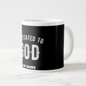 DEDICATED TO GOD  COOL WHITE TEKST GROTE KOFFIEKOP (Voorkant rechts)