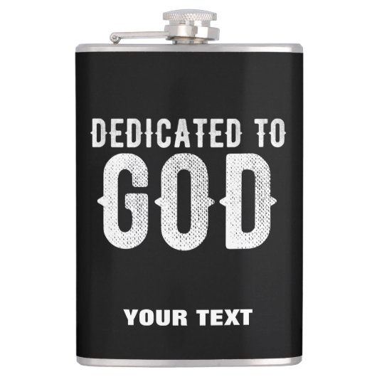 DEDICATED TO GOD COOL WHITE TEKST HEUPFLES (Voorkant)