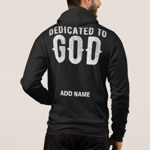 DEDICATED TO GOD COOL WHITE  TEKST HOODIE