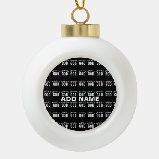 DEDICATED TO GOD  COOL WHITE TEKST KERAMISCHE BAL ORNAMENT (Voorkant)