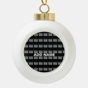 DEDICATED TO GOD COOL WHITE TEKST KERAMISCHE BAL ORNAMENT