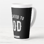 DEDICATED TO GOD  COOL WHITE TEKST LATTE MOK (Rechterhoek)