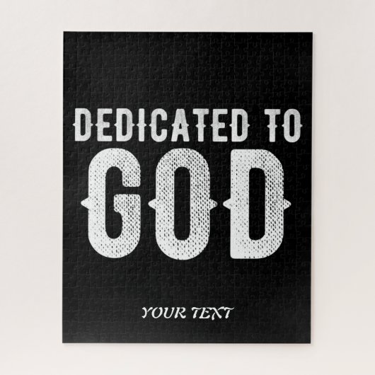 DEDICATED TO GOD COOL  WHITE TEKST LEGPUZZEL (Verticaal)