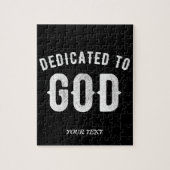 DEDICATED TO GOD  COOL WHITE TEKST LEGPUZZEL (Verticaal)
