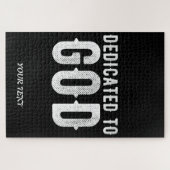 DEDICATED TO GOD COOL WHITE TEKST LEGPUZZEL (Horizontaal)