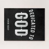 DEDICATED TO GOD COOL WHITE TEKST LEGPUZZEL (Horizontaal)