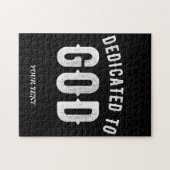 DEDICATED TO GOD COOL WHITE TEKST LEGPUZZEL (Horizontaal)