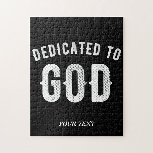 DEDICATED TO GOD COOL WHITE TEKST LEGPUZZEL (Verticaal)