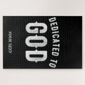 DEDICATED TO GOD COOL WHITE TEKST LEGPUZZEL (Horizontaal)