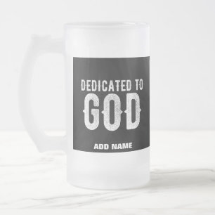 DEDICATED TO GOD COOL WHITE TEKST MATGLAS BIERPUL