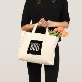 DEDICATED TO GOD COOL WHITE TEKST MINI TOTE BAG (Voorkant (product))