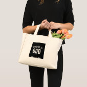 DEDICATED TO GOD COOL WHITE TEKST MINI TOTE BAG (Voorkant (product))