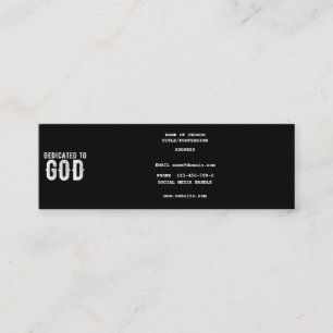 DEDICATED TO GOD COOL  WHITE TEKST MINI VISITEKAARTJE