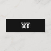 DEDICATED TO GOD COOL  WHITE TEKST MINI VISITEKAARTJE (Achterkant)