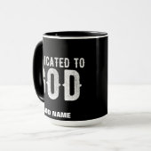 DEDICATED TO GOD COOL  WHITE TEKST MOK (Voorkant links)