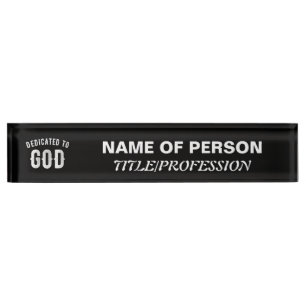 DEDICATED TO GOD  COOL WHITE TEKST NAAMBORDJE