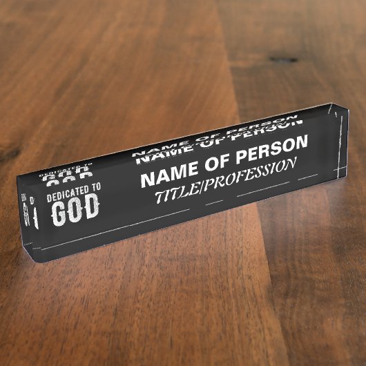 DEDICATED TO GOD COOL  WHITE TEKST NAAMBORDJE (Zijkant)