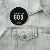 DEDICATED TO GOD COOL WHITE TEKST NAAMPLAATJE (In situ)