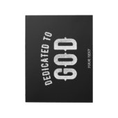 DEDICATED TO GOD COOL WHITE TEKST NOTITIEBLOK (Linkerzijde)