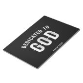 DEDICATED TO GOD COOL WHITE TEKST NOTITIEBLOK (Schuin)