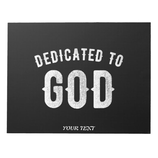 DEDICATED TO GOD COOL WHITE TEKST NOTITIEBLOK (Voorkant)