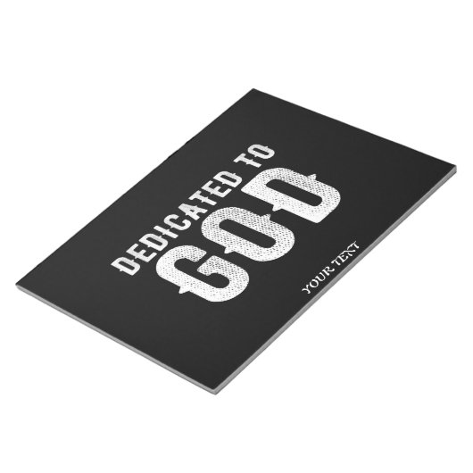 DEDICATED TO GOD COOL  WHITE TEKST NOTITIEBLOK (Schuin)