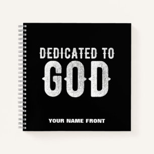 DEDICATED TO GOD COOL  WHITE TEKST NOTITIEBOEK