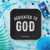 DEDICATED TO GOD COOL WHITE TEKST PAPIEREN BORDJE (Feest)