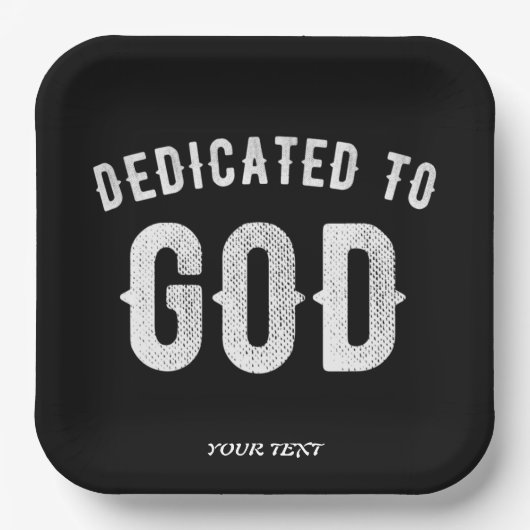 DEDICATED TO GOD COOL WHITE TEKST PAPIEREN BORDJE (Voorkant)