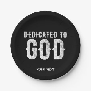 DEDICATED TO GOD COOL  WHITE TEKST PAPIEREN BORDJE