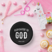 DEDICATED TO GOD COOL WHITE TEKST PAPIEREN KOMMEN (Feest)