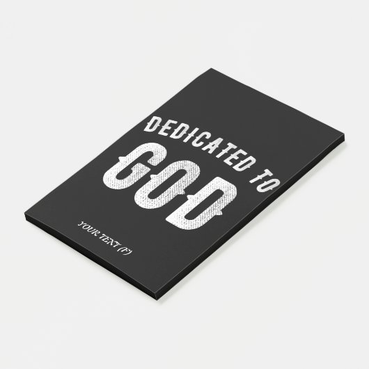 DEDICATED TO GOD COOL WHITE TEKST POST-IT® NOTES (Schuin)
