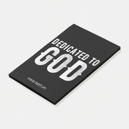 DEDICATED TO GOD COOL WHITE TEKST POST-IT® NOTES (Schuin)