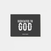 DEDICATED TO GOD COOL WHITE TEKST POST-IT® NOTES (Voorkant)