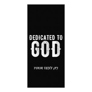 DEDICATED TO GOD COOL  WHITE TEKST RECLAMEKAART