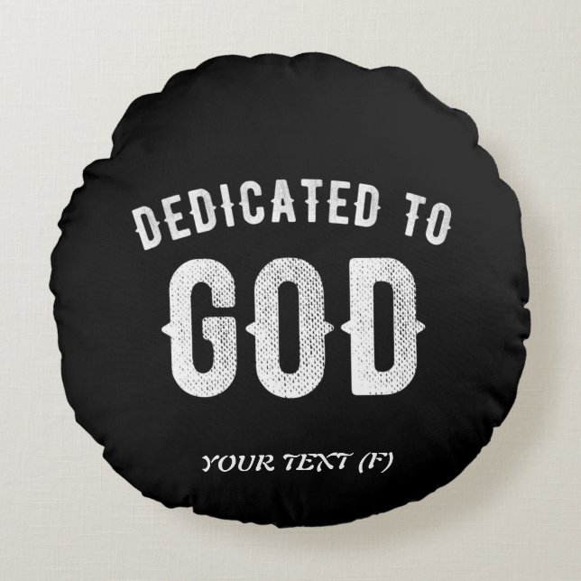 DEDICATED TO GOD  COOL WHITE TEKST ROND KUSSEN (Voorkant)