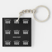 DEDICATED TO GOD  COOL WHITE TEKST SLEUTELHANGER (Achterkant)