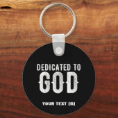 DEDICATED TO GOD COOL WHITE TEKST SLEUTELHANGER (Achterkant)