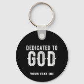 DEDICATED TO GOD COOL WHITE TEKST SLEUTELHANGER (Achterkant)