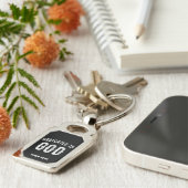 DEDICATED TO GOD  COOL WHITE TEKST SLEUTELHANGER (Zijkant)