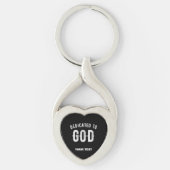 DEDICATED TO GOD  COOL WHITE TEKST SLEUTELHANGER (Voorkant)