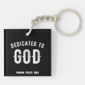 DEDICATED TO GOD  COOL WHITE TEKST SLEUTELHANGER (Achterkant)